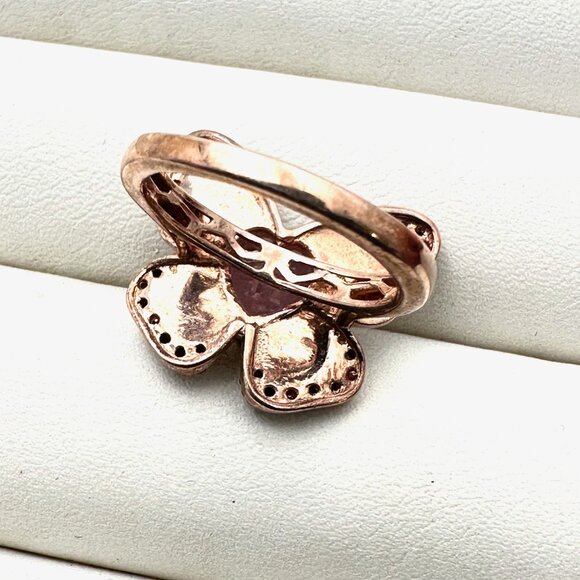 Multi Gemstone Butterfly Rose Gold Over Sterling Silver Ring Size 6 - Picture 4 of 4